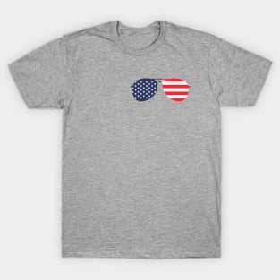 American Flag USA Aviator Sunglasses T-Shirt